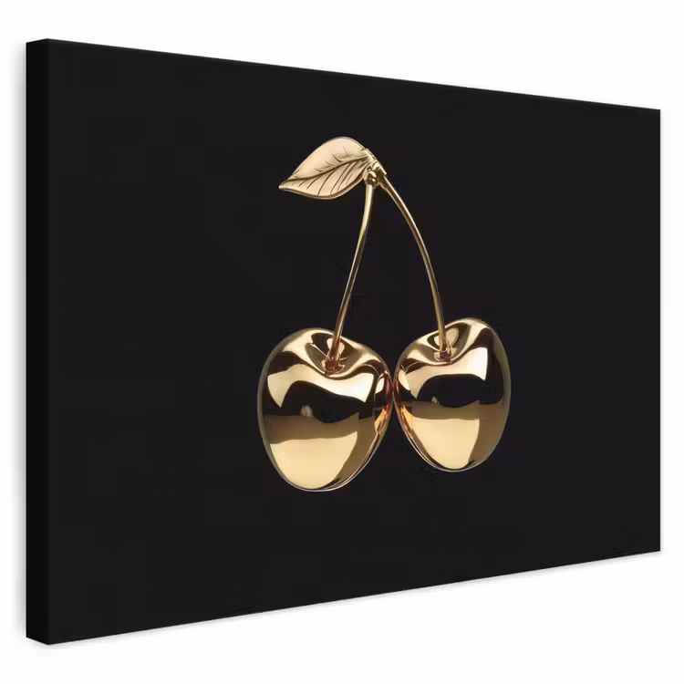 Canvas schilderij - Kersen - Zwart - Goud - Chrome — 1