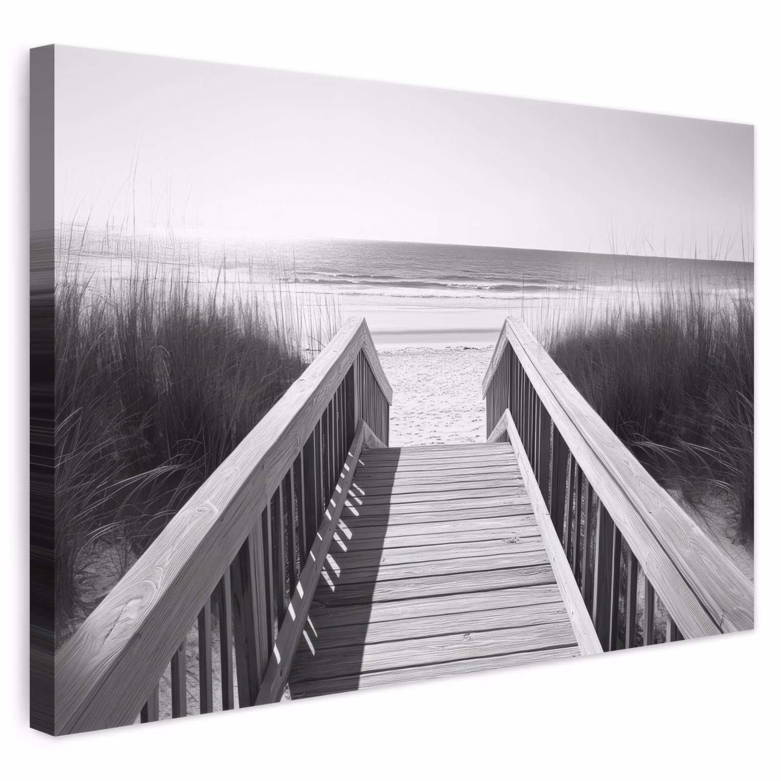 Canvas schilderij - Loopbrug - Hout - Strand - Zee — 1