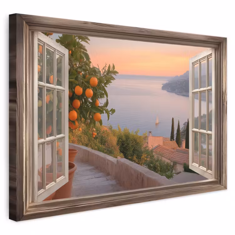 Canvas schilderij - Doorkijk - Uitzicht - Meer - Landschap — 1