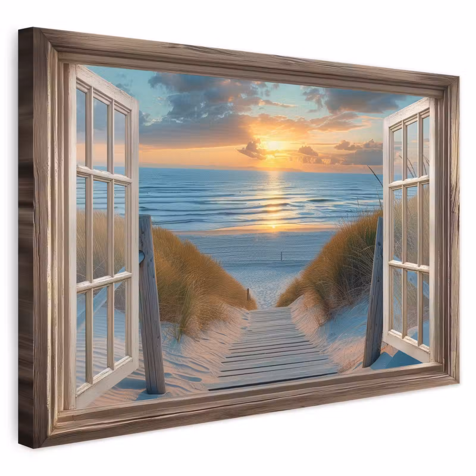 Canvas schilderij - Doorkijk - Strand - Pad - Zonsondergang — 1