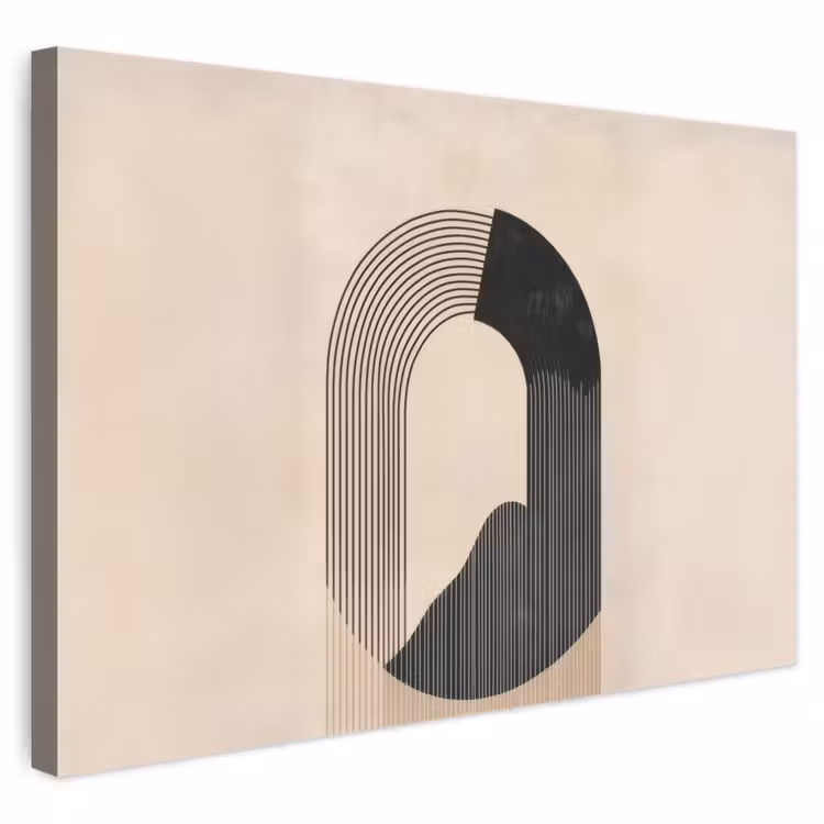 Canvas schilderij - Grafisch gebogen motief - Beige — 1