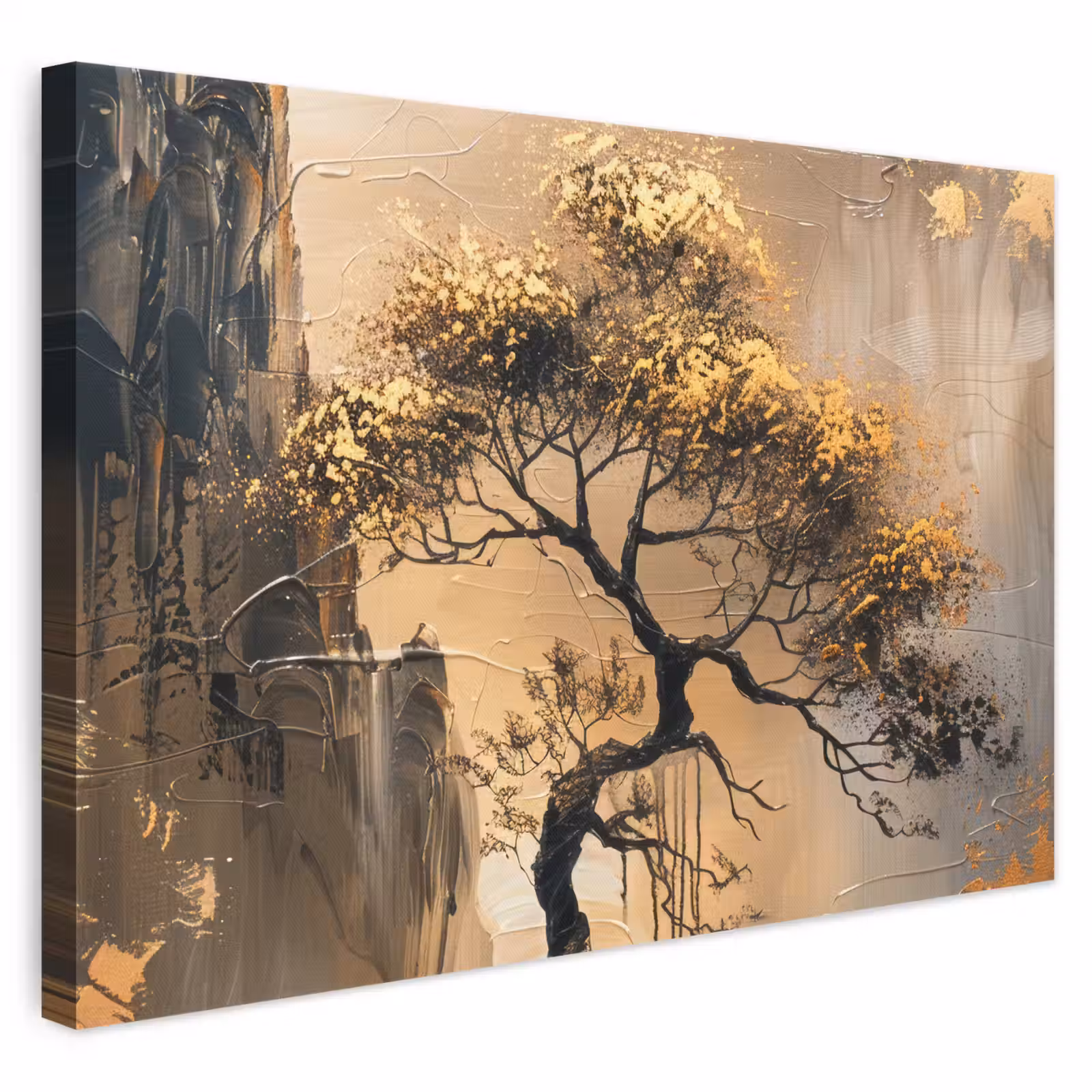 Canvas schilderij - Kunst - Boom - Goud - Modern — 1