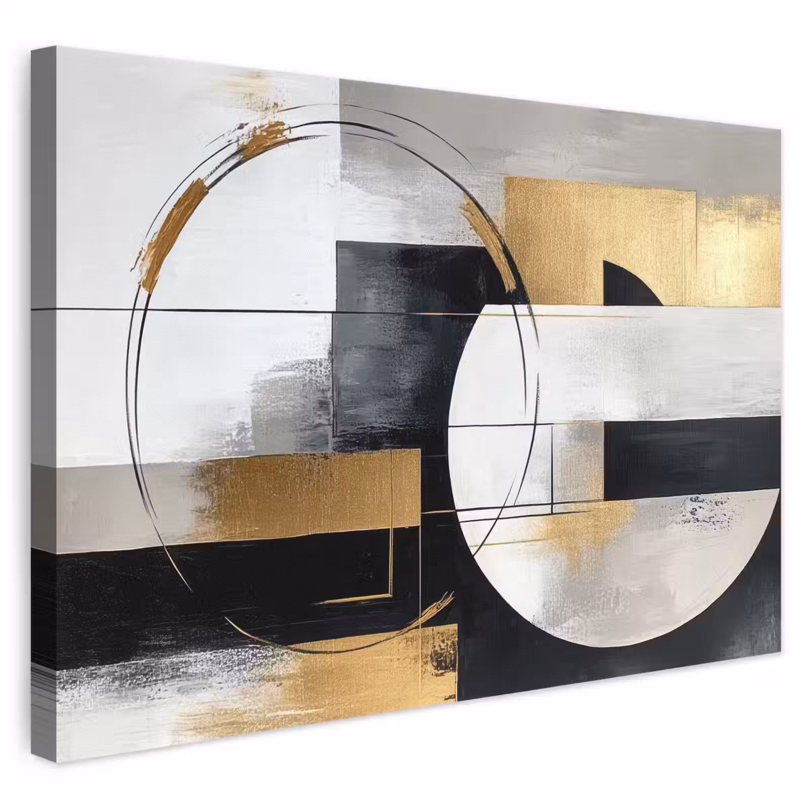 Canvas schilderij - Abstract - Goud - Zilver - Vormen - Aesthetic — 1