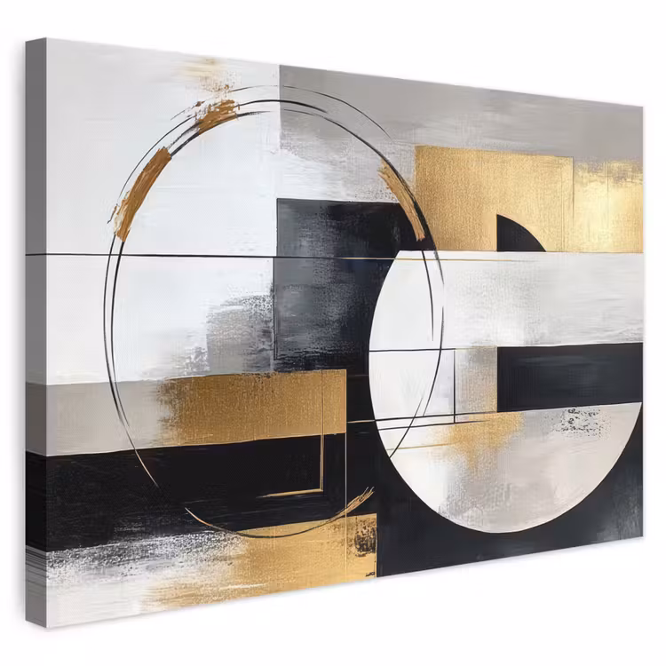 Canvas schilderij - Abstract - Goud - Zilver - Vormen - Aesthetic — 1