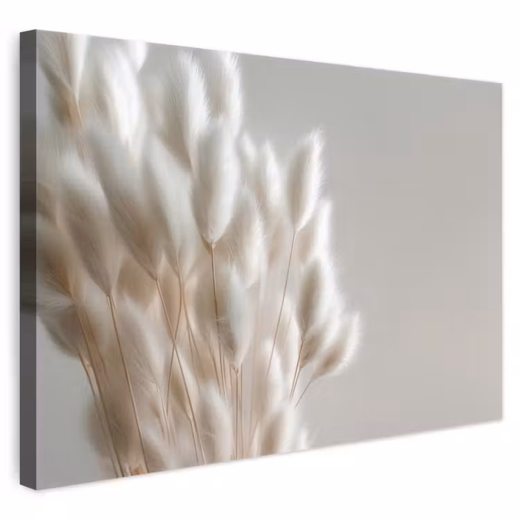 Canvas schilderij - Droogbloemen Hazenstaartgras Beige — 1