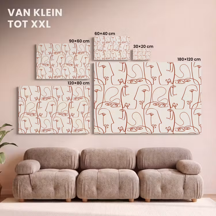 Canvas schilderij - Gezichten - Abstract - Rood - Beige — 8