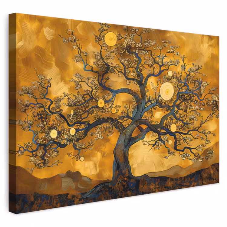 Canvas schilderij - Boom - Levensboom - Abstract - Goud — 1