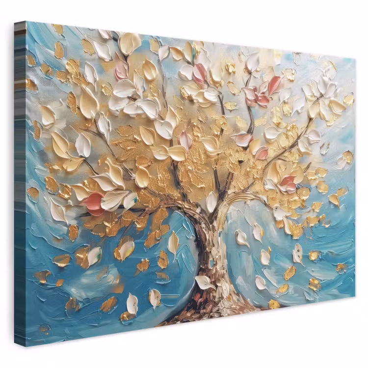 Canvas schilderij - Boom - Blauw - Goud - Abstract - Modern — 1
