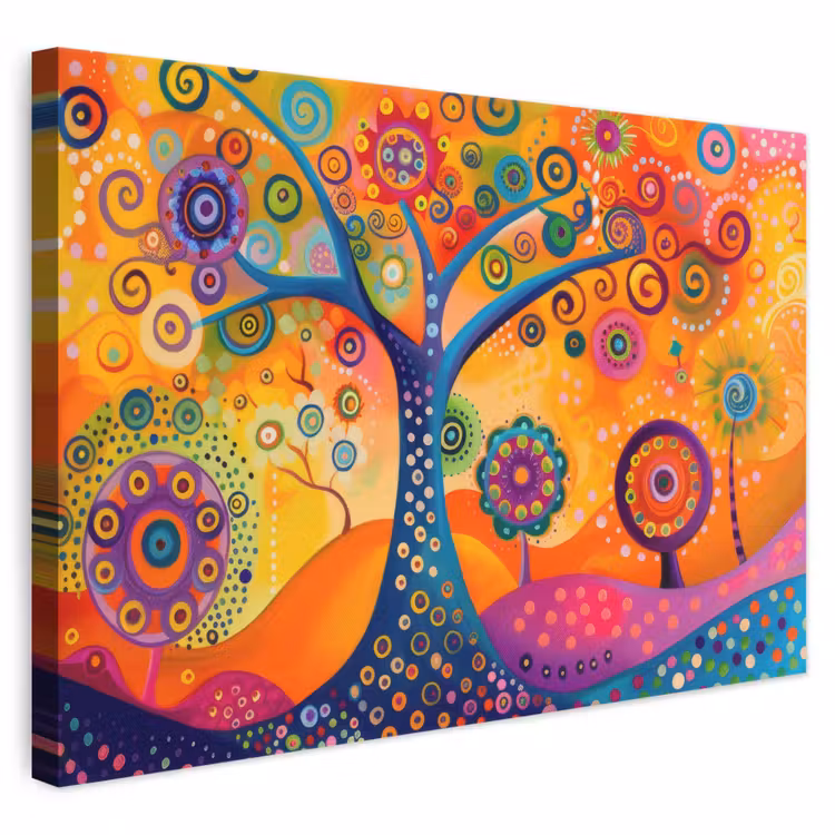 Canvas schilderij - Boom - Levensboom - Abstract - Kleurrijk — 1