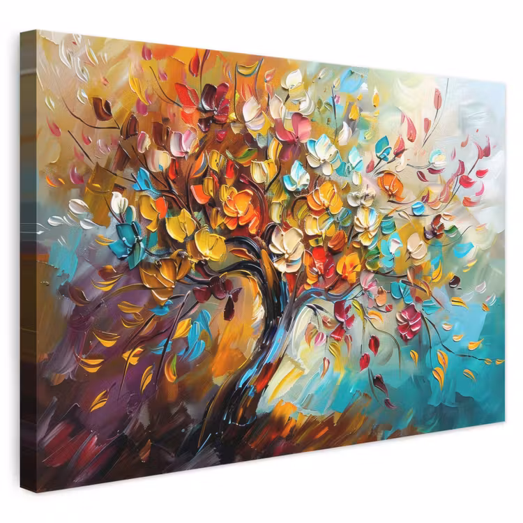 Canvas schilderij - Boom - Abstract - Kleurrijk - Bloemen — 1