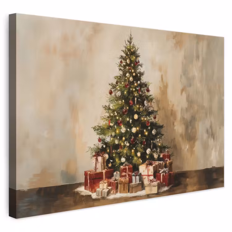 Canvas schilderij - Kerstboom - Versierd - Kleurrijk — 1