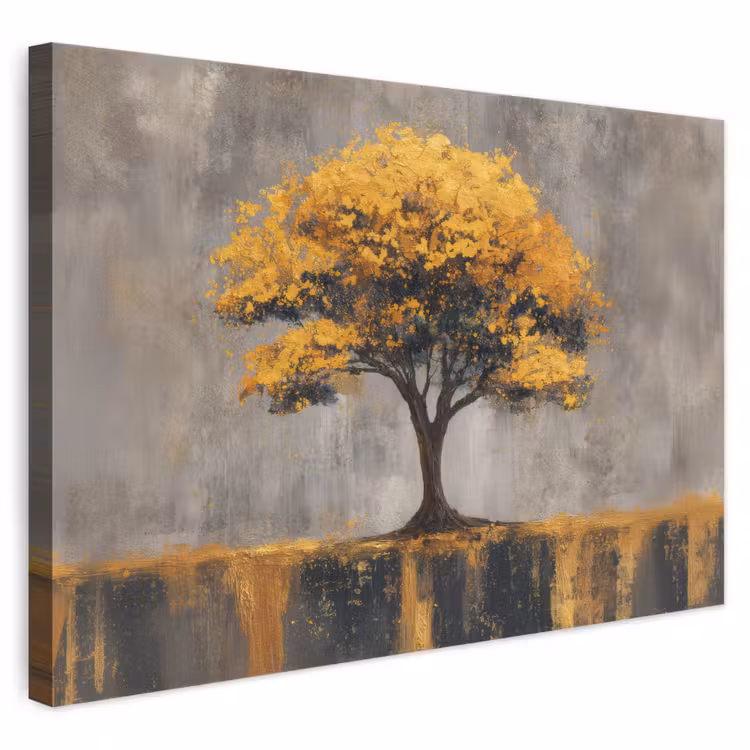 Canvas schilderij - Boom - Bladeren - Goud - Abstract — 1