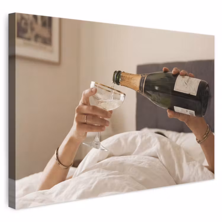 Canvas schilderij - Champagne - Bed - Bubbels — 1