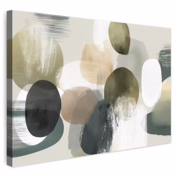 Canvas schilderij - Minimalistisch - Cirkels - Penseelstreken - Beige — 1
