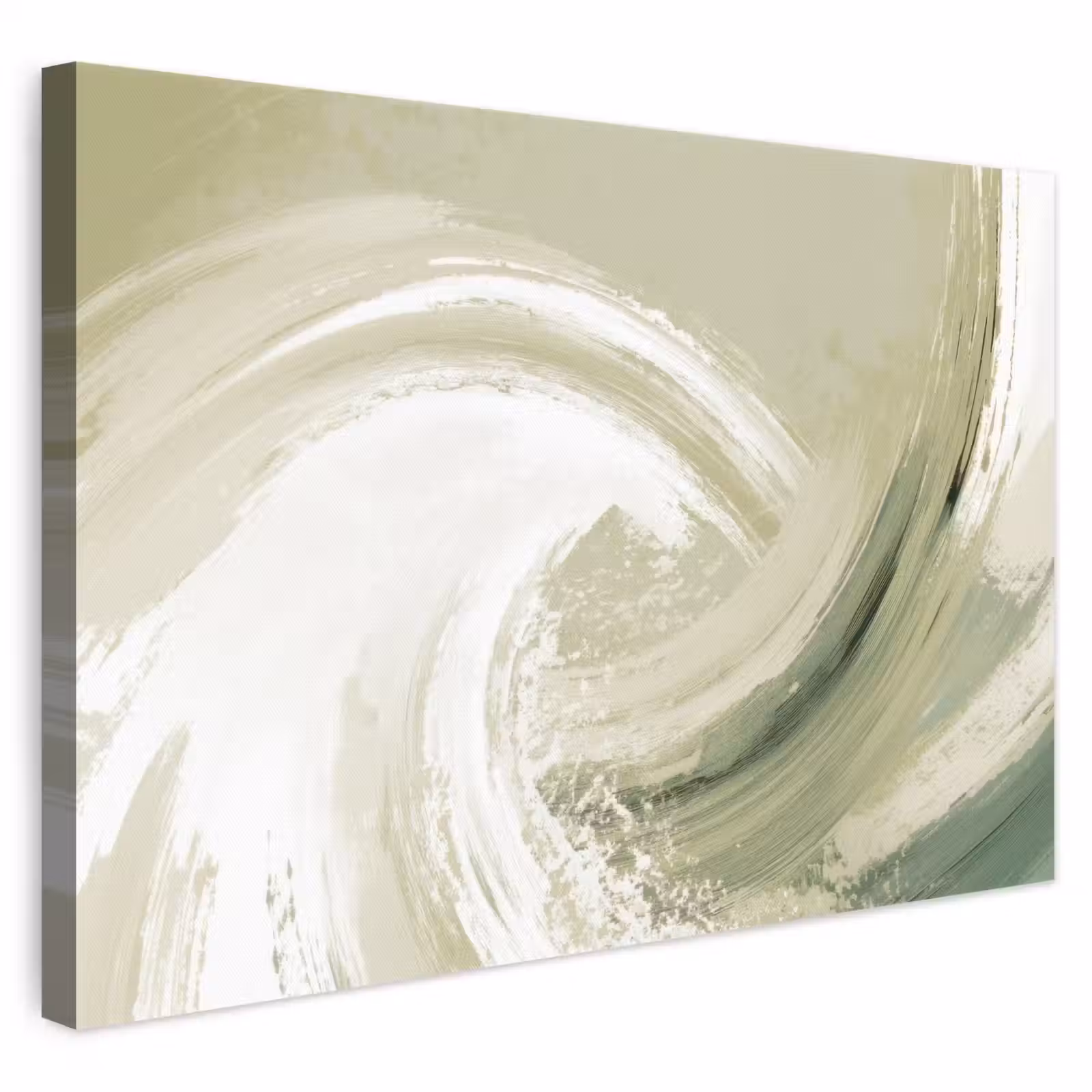 Canvas schilderij - Abstract - Penseelstreken - Golven - Groen — 1