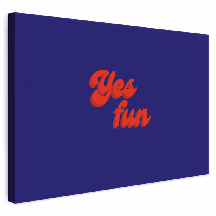 Canvas schilderij - Blauw - Rood - Yes fun - 3D — 1