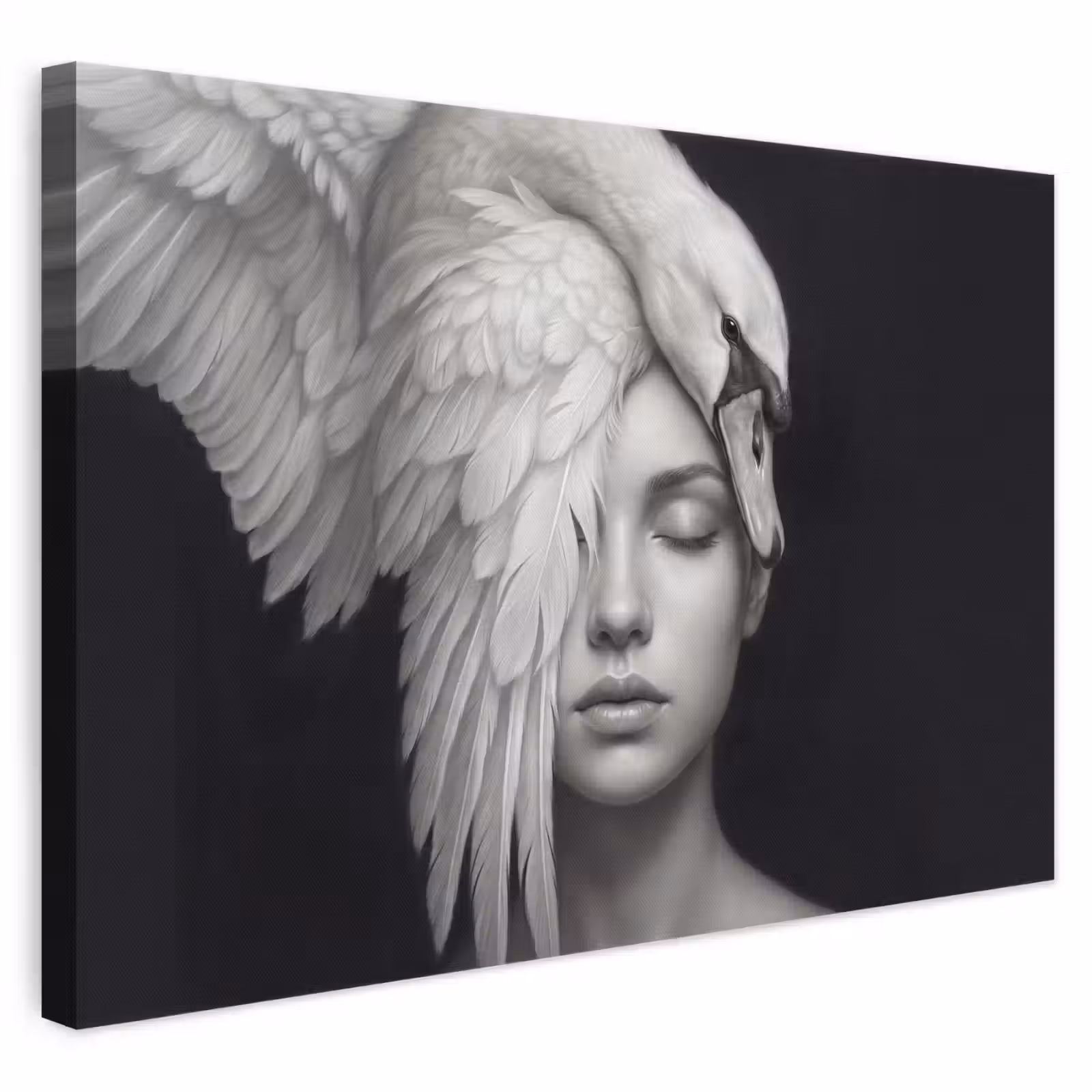 Canvas schilderij - Portret - Zwaan - Zwart - Wit — 1
