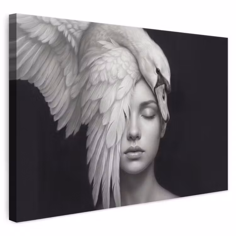 Canvas schilderij - Portret - Zwaan - Zwart - Wit — 1