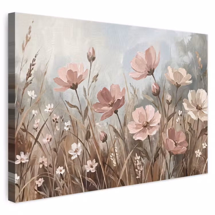Canvas schilderij - Bloemen - Botanisch - Schilderij - Pastel - Rustiek