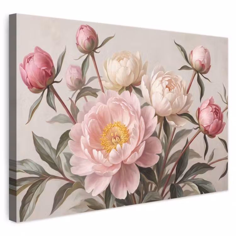 Canvas schilderij - Pioenrozen - Boeket - Roze