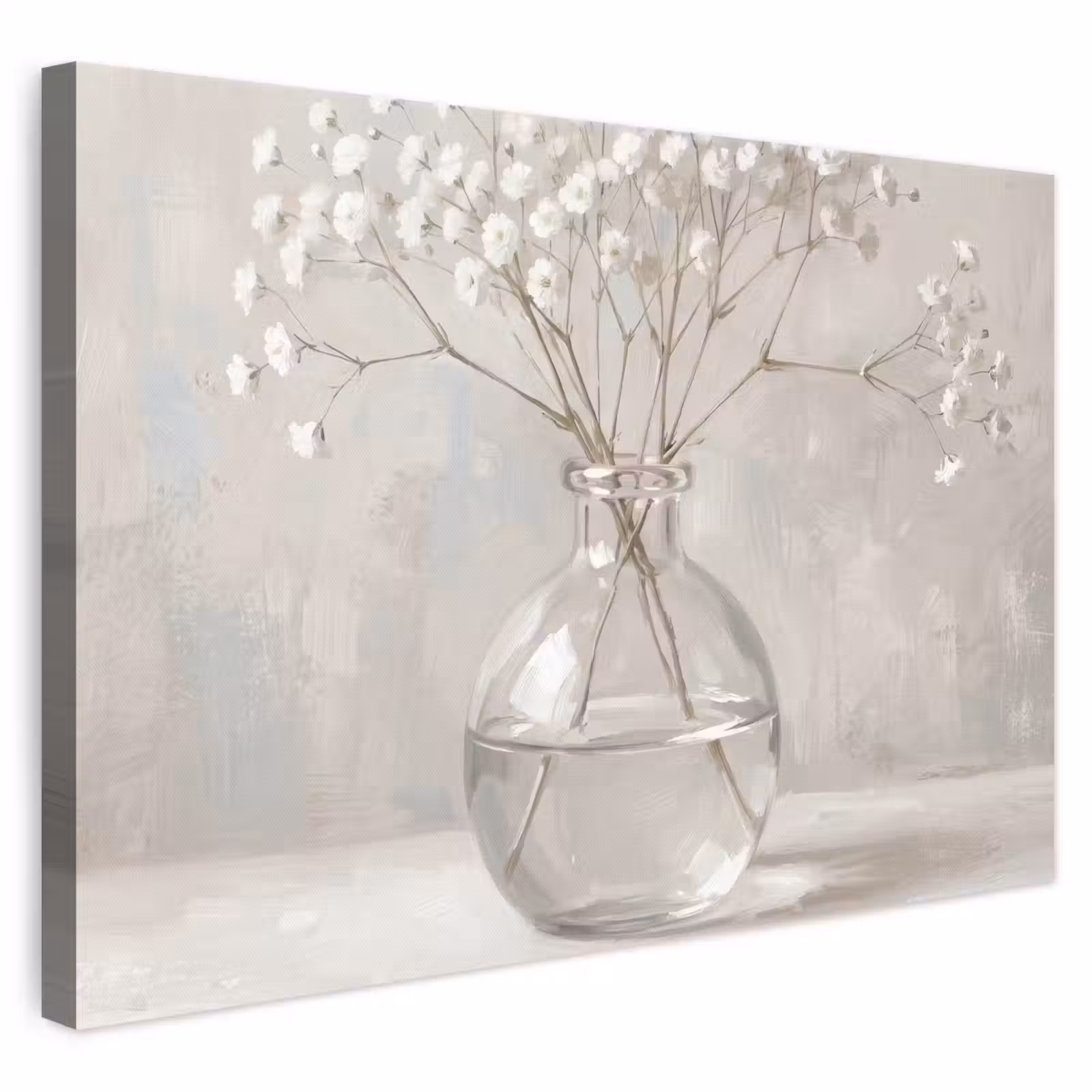 Canvas schilderij - Gipskruid - Vaas - Wit — 1