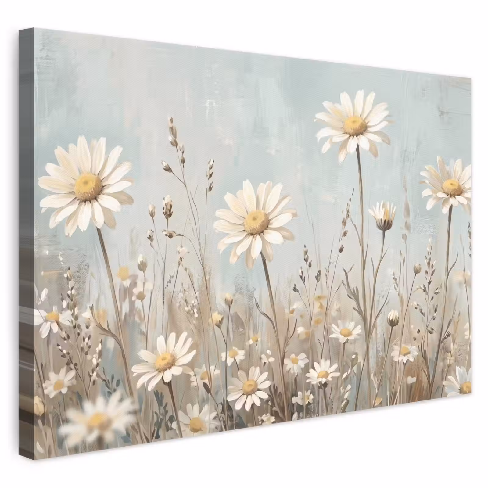 Canvas schilderij - Madelief - Illustratie - Wit — 1