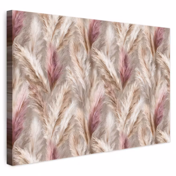 Canvas schilderij - Pampasgras - Pluizig - Kleurrijk