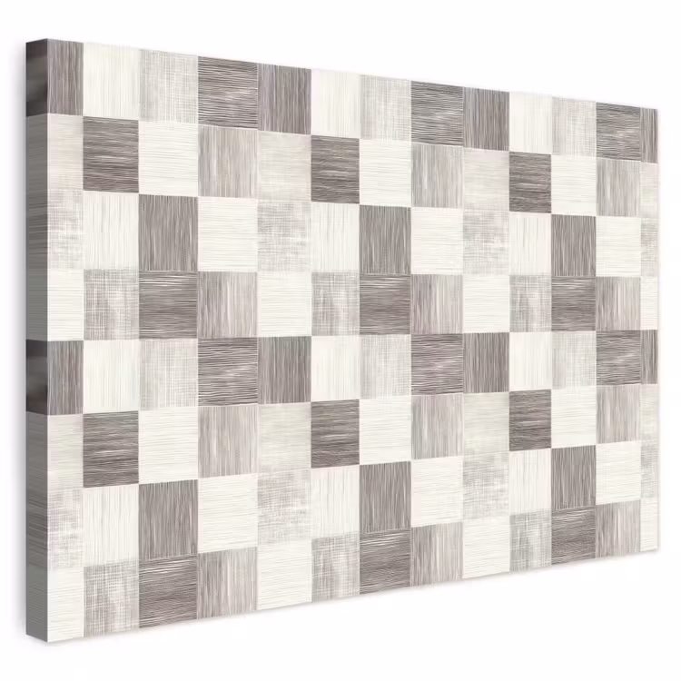 Canvas schilderij - Patroon - Dambord - Houtnerf