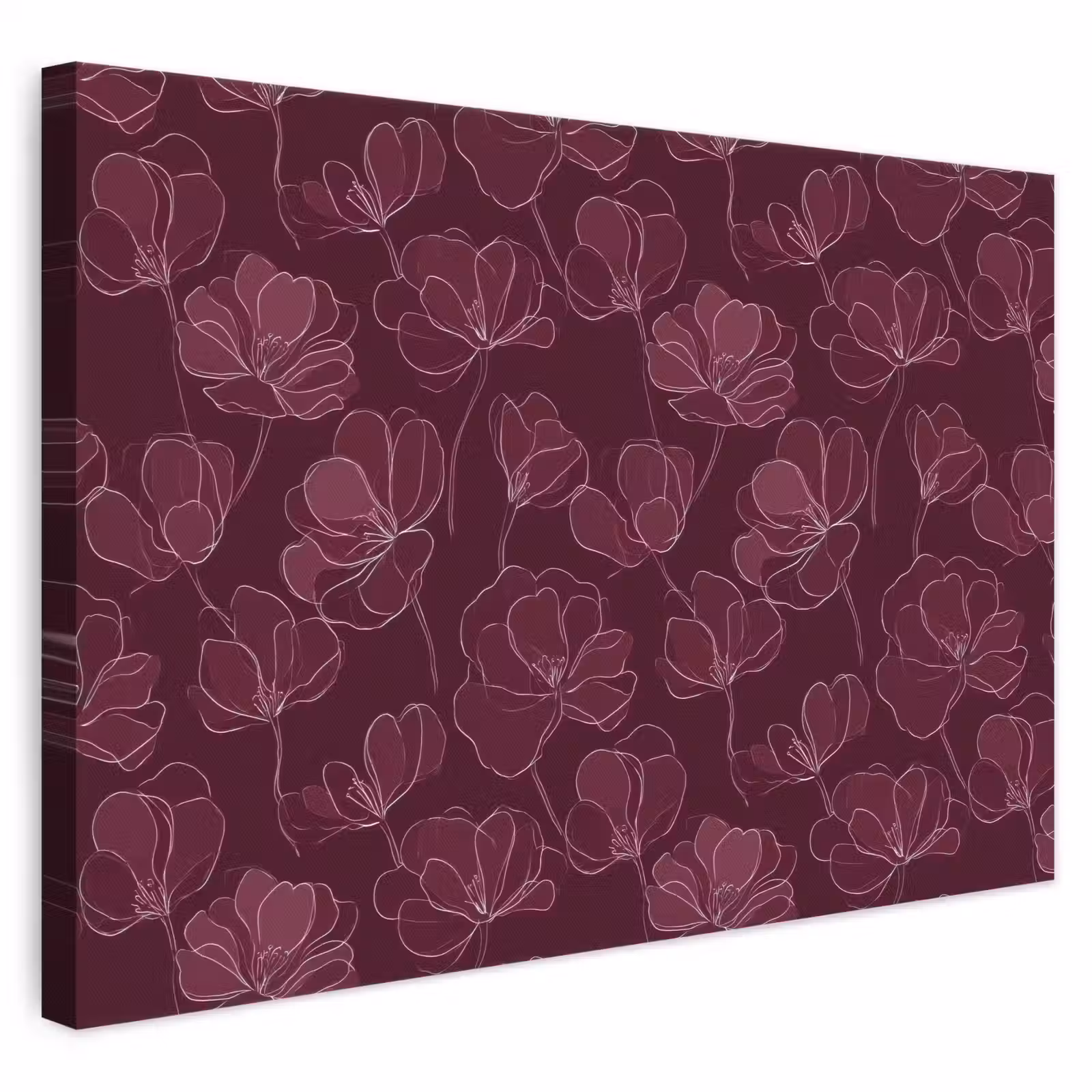 Canvas schilderij - Bloemen - Patroon - Bordeauxrood — 1