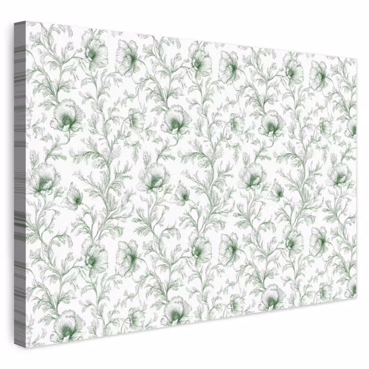 Canvas schilderij - Botanische Bloemen Tekening Groen