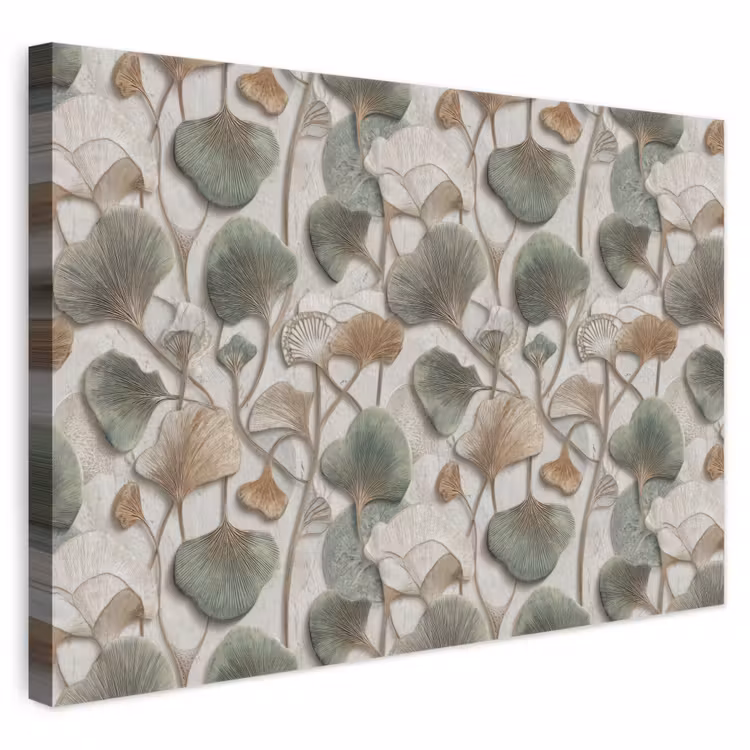 Canvas schilderij - Ginkgo Bladeren Reliëf