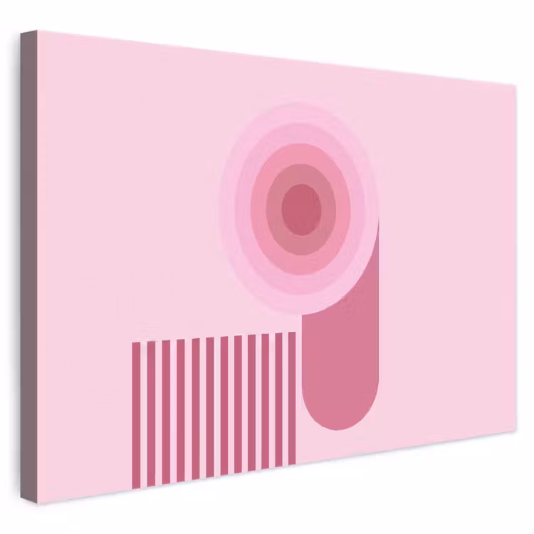 Canvas schilderij - Roze Concentrische Cirkels en Strepen