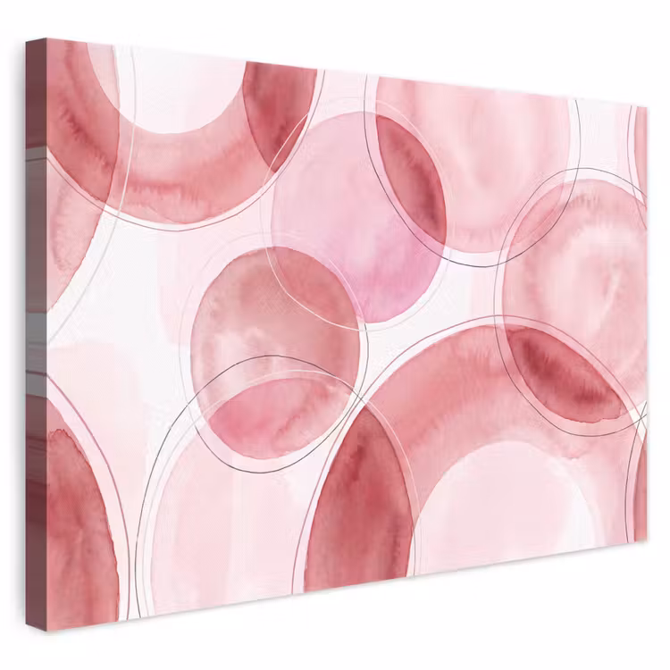 Canvas schilderij - Abstracte Cirkels Aquarel Roze