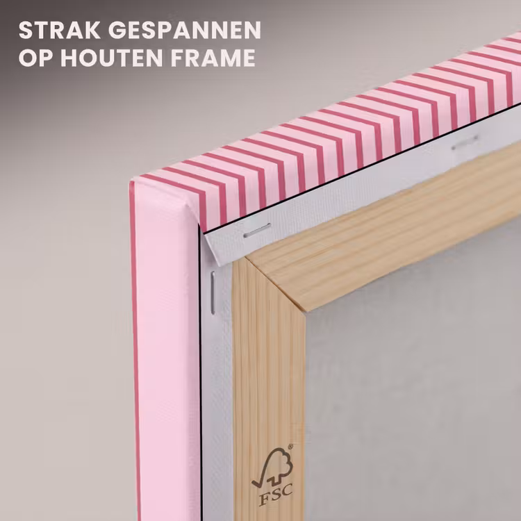 Canvas schilderij - Roze Strepen met Cirkel — 7