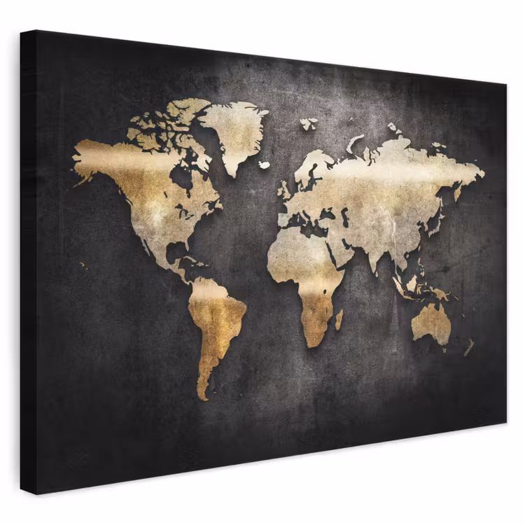 Canvas schilderij - Wereldkaart - Goud - Aarde — 1
