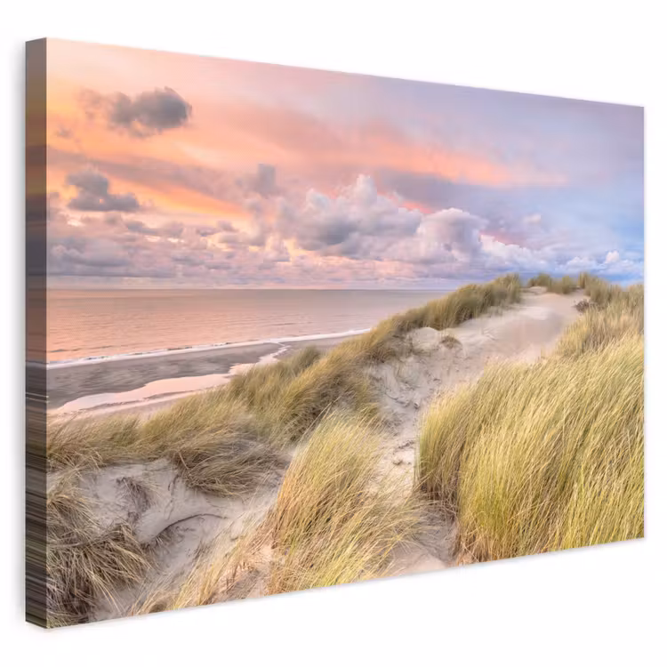 Canvas schilderij - Strand - Zee - Duin - Zonsondergang — 1