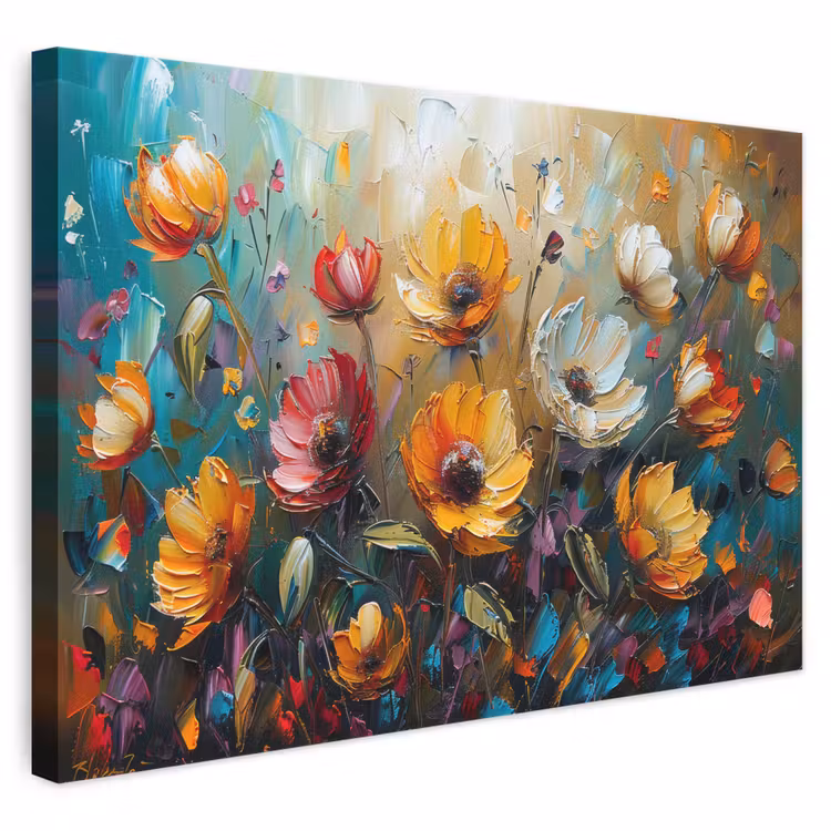 Canvas schilderij - Watercolor - Bloemen - Kunst - Modern — 1