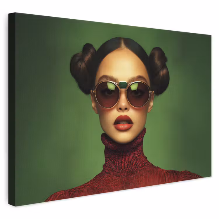 Canvas schilderij - Vrouw - Groen - Bril - Aesthetic - Modern — 1