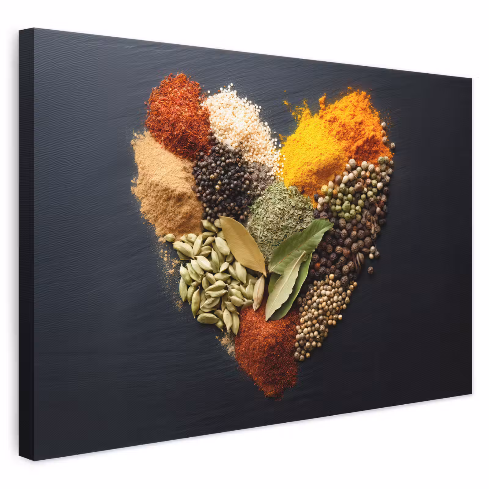 Canvas schilderij - Specerijen - Mix - Hartvorm - Zwart — 1