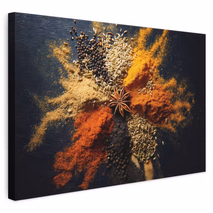 Canvas schilderij - Specerijen - Explosie - Oranje