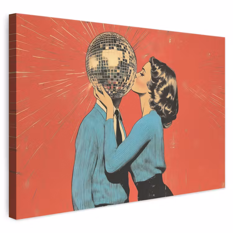 Canvas schilderij - Vrouw - Retro - Discobal - Kus — 1