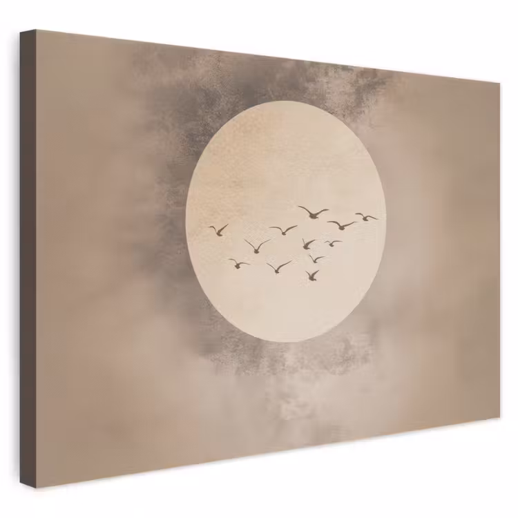 Canvas schilderij - Vogel - Beige - Japandi — 1
