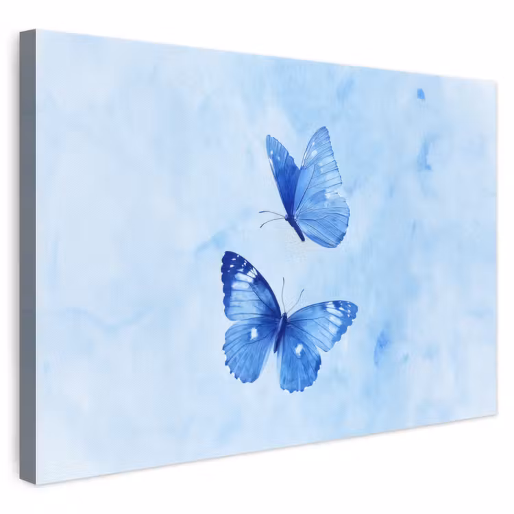 Canvas schilderij - Vlinders - Sierlijk - Blauw — 1