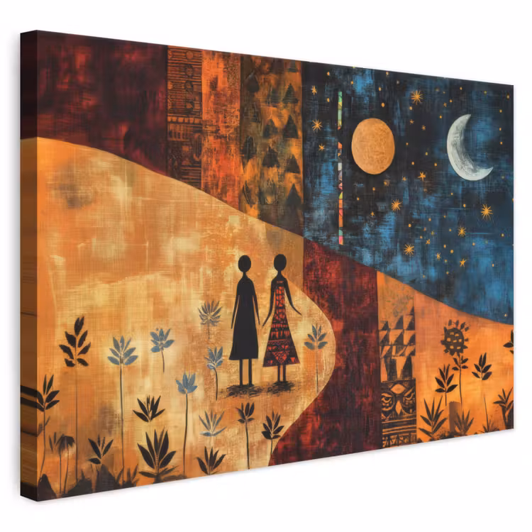 Canvas schilderij - Silhouetten - Abstract - Zon - Maan — 1