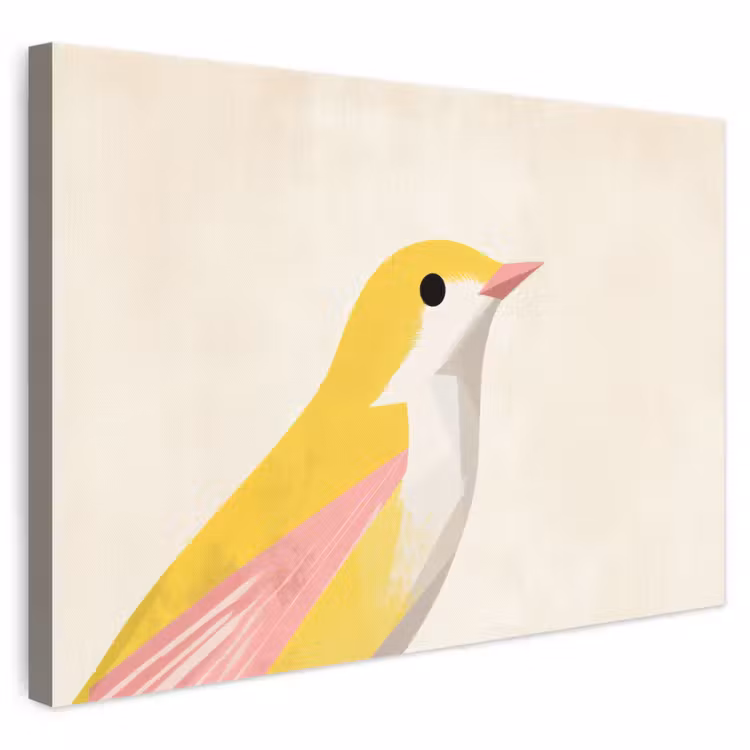 Canvas schilderij - Vogel - Minimalistisch - Geel — 1
