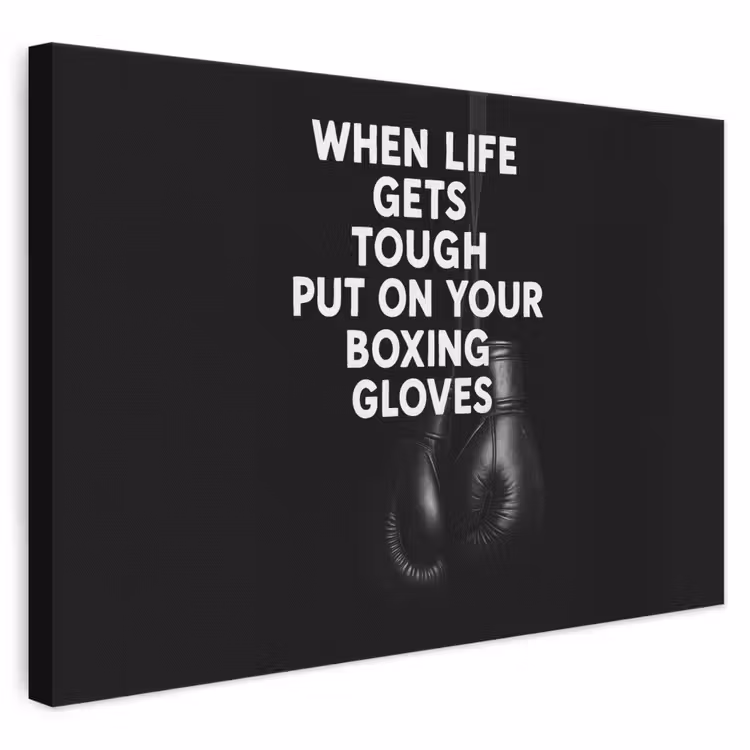 Canvas schilderij - Tekst - Bokshandschoenen - Wit — 1