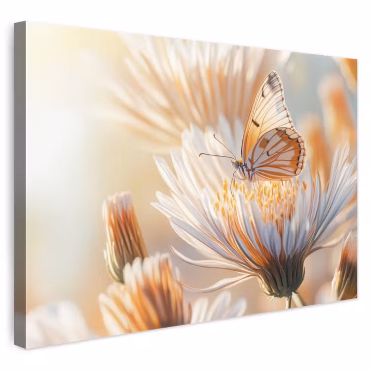 Canvas schilderij - Vlinder - Bloem - Oranje — 1