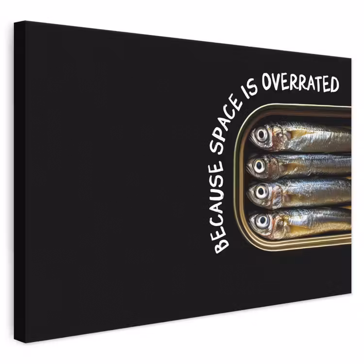 Canvas schilderij - Sardines - Tekst - Vis - Blik — 1