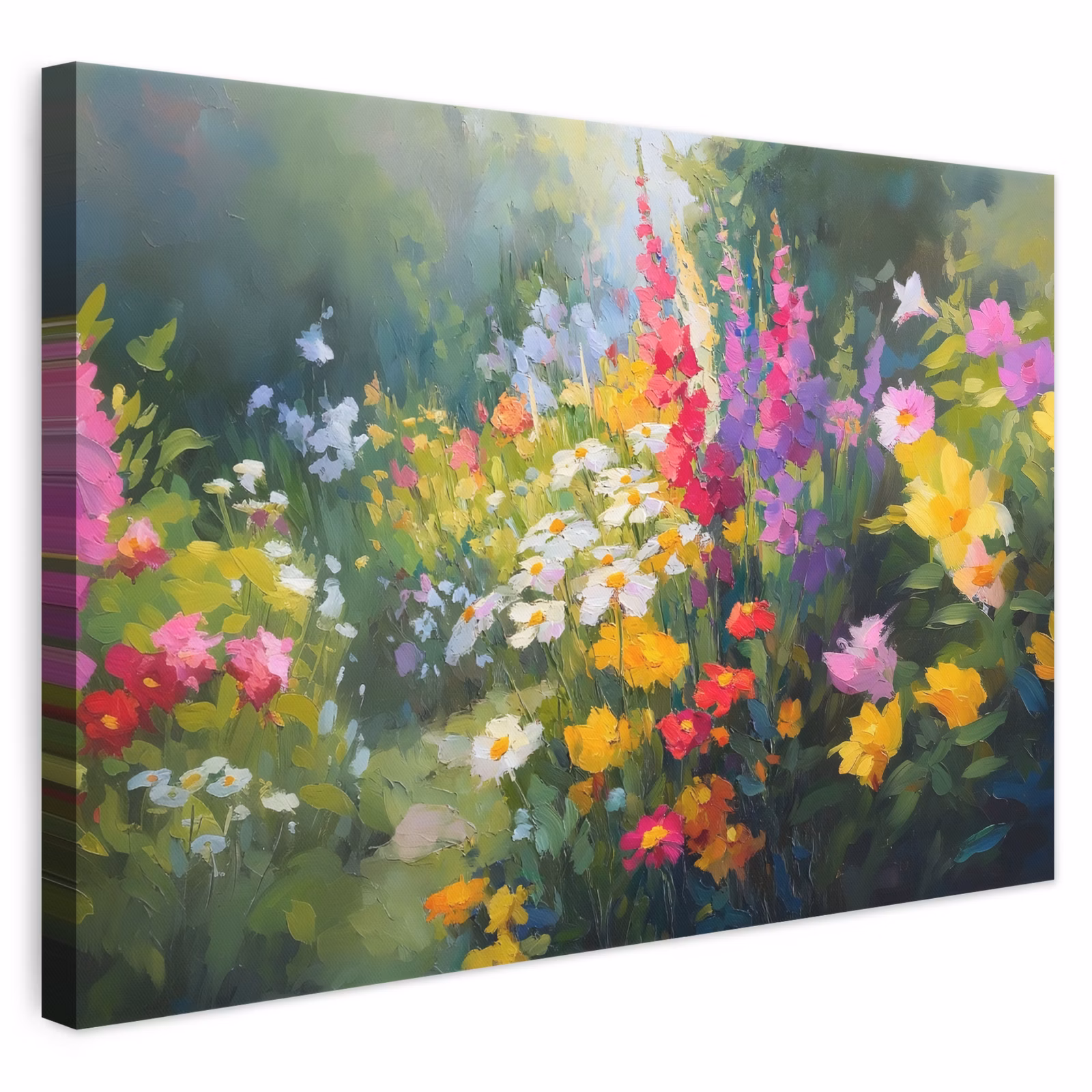Canvas schilderij - Bloemen Tuin Olieverf — 1