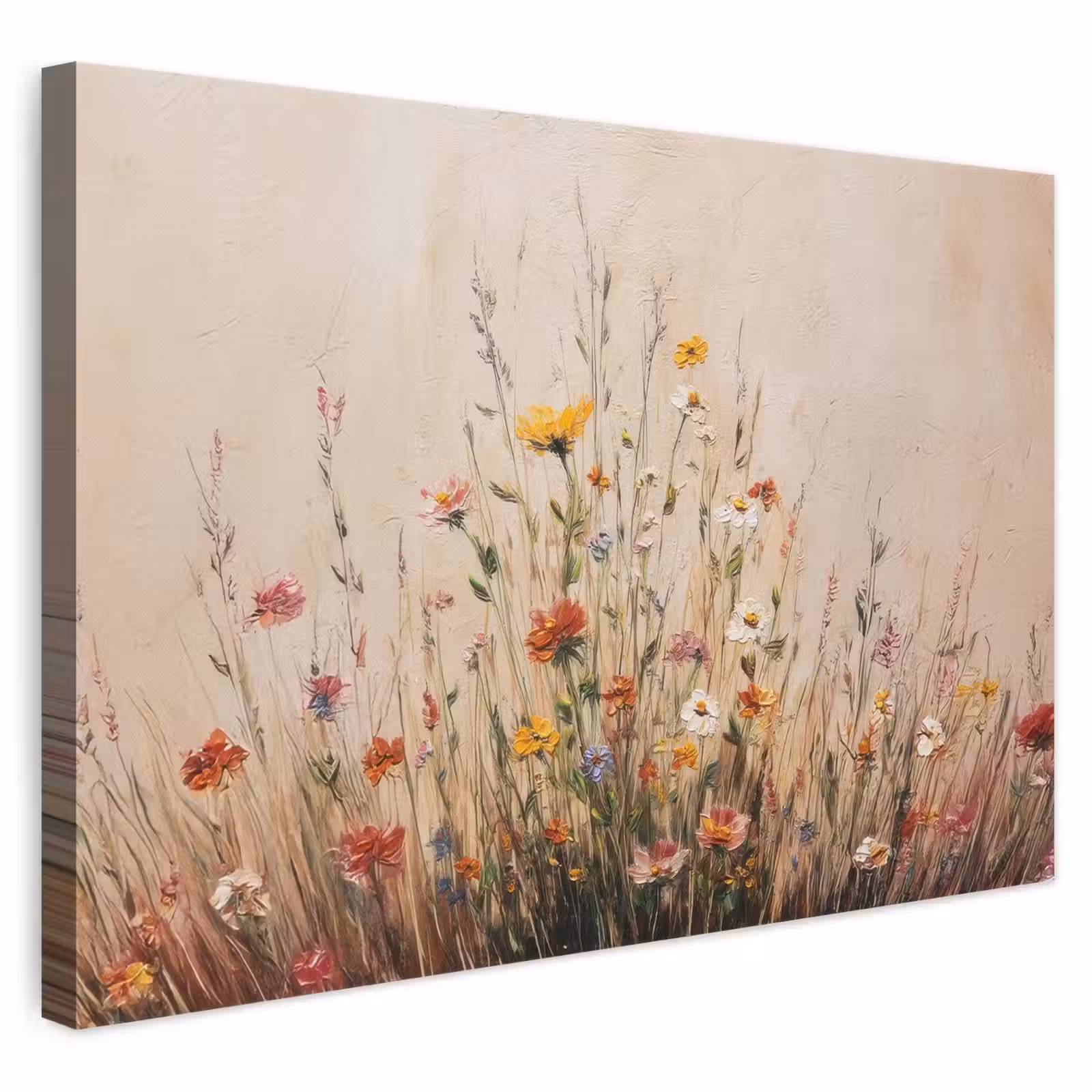 Canvas schilderij - Wilde bloemen - Penseelstreken - Rustgevend — 1